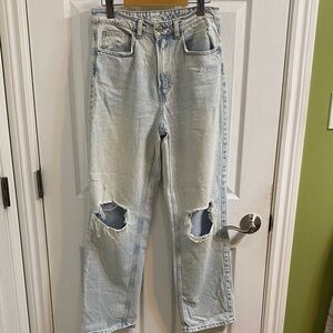 &denim women 6 boyfriend jeans ultra high waist light blue distressed 90s casual